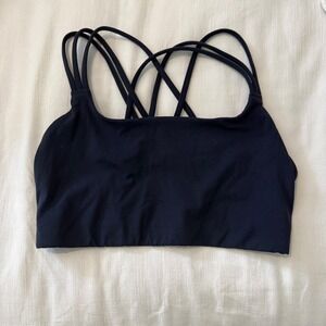 Athleta Navy Blue Sports Bra Strappy Back Athletic Workout Yoga Size S
